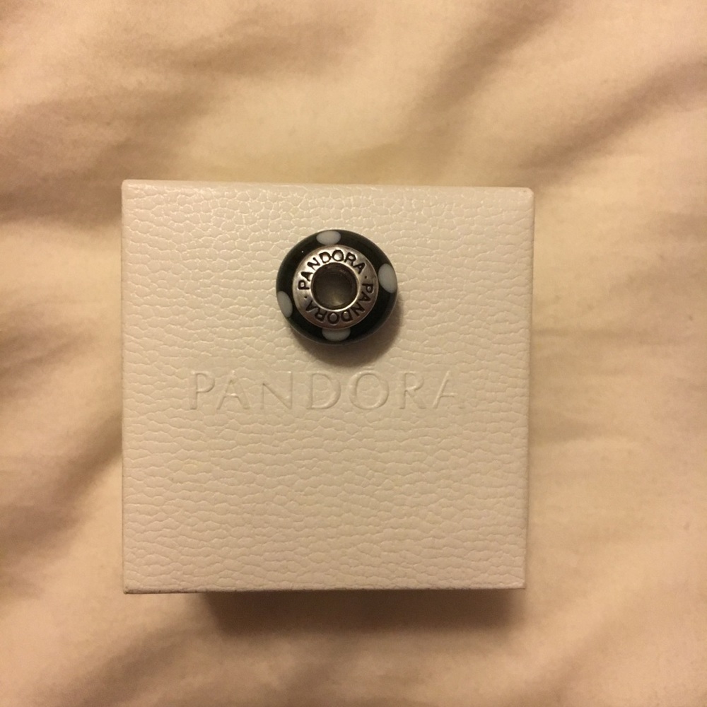 Pandora Black and White Glass Bead
